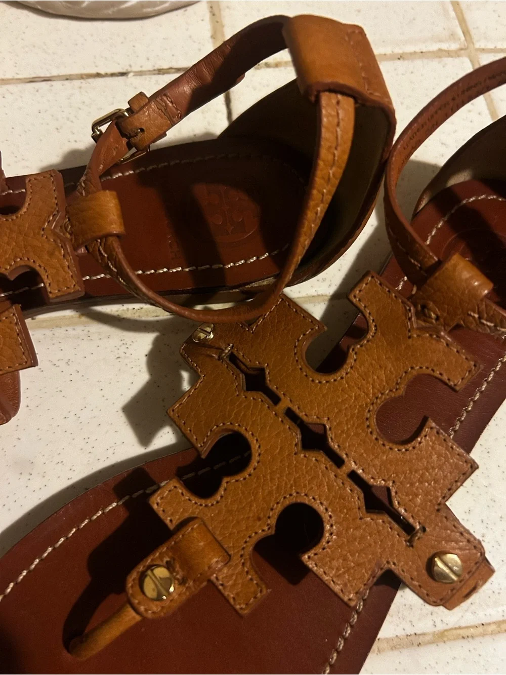 Tory Burch Brown Leather Phoebe Gladiator Sandals